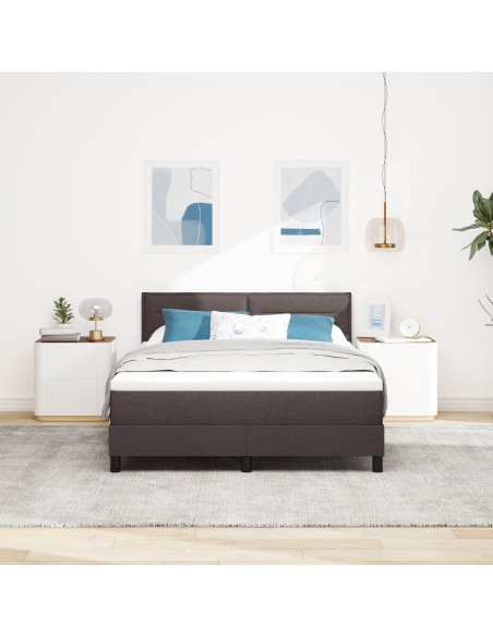 Letto a molle con materasso Marrone Scuro 160 x 200 cm Tessuto