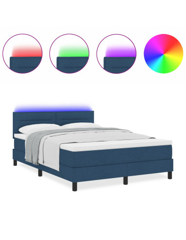 Letto a molle con materasso con led Blu 160 x 200 cm Tessuto