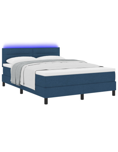 Letto a molle con materasso con led Blu 160 x 200 cm Tessuto