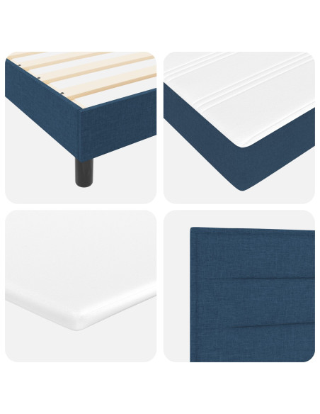 Struttura Letto  con Materasso Blu Navy Tessuto 160 x 200 cm Letto