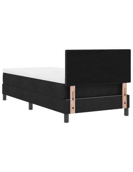 Struttura letto  con materasso Nero Jet, Bianco Cool Tessuto