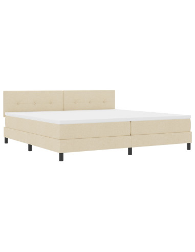 Letto a molle con materasso con led Crema 200 x 200 cm Tessuto