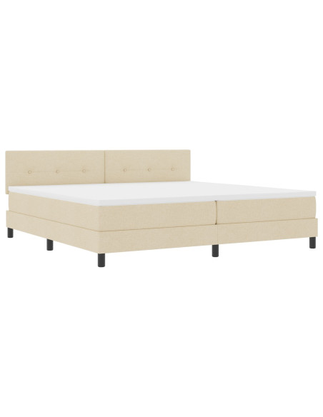 Letto a molle con materasso con led Crema 200 x 200 cm Tessuto