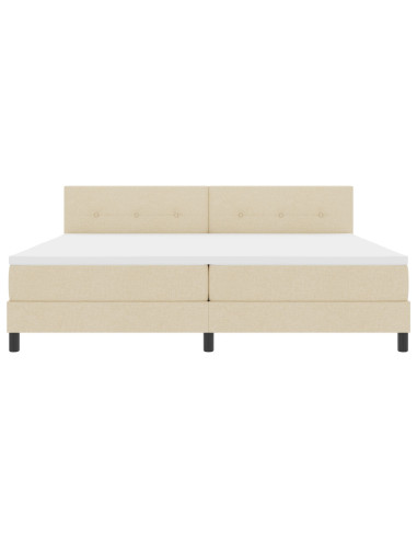 Letto a molle con materasso con led Crema 200 x 200 cm Tessuto