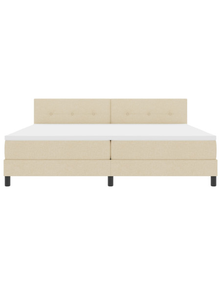 Letto a molle con materasso con led Crema 200 x 200 cm Tessuto