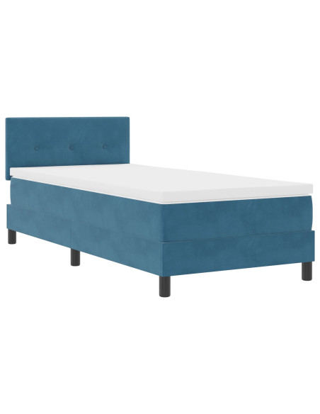 vitaXL Letto Box Spring con Materasso e LED Blu Scuro 90x200 cm Velluto