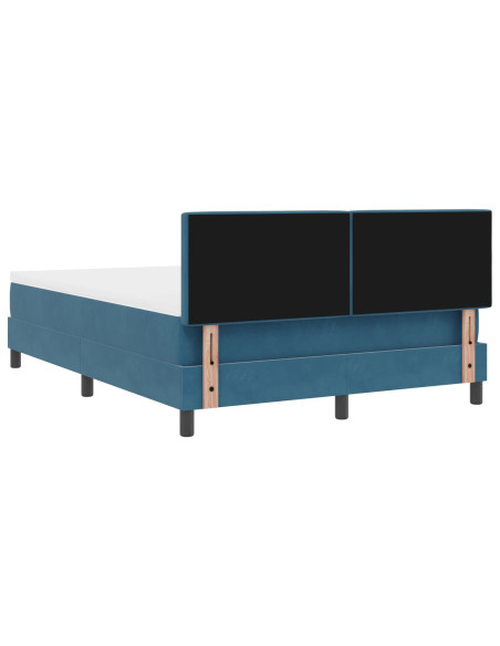 Letto con rete a molle con materasso e LED Blu Scuro 140x190 cm Velluto
