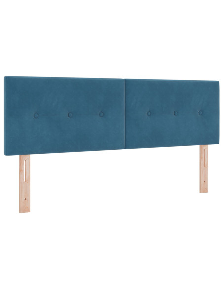 Letto con rete a molle con materasso e LED Blu Scuro 140x190 cm Velluto