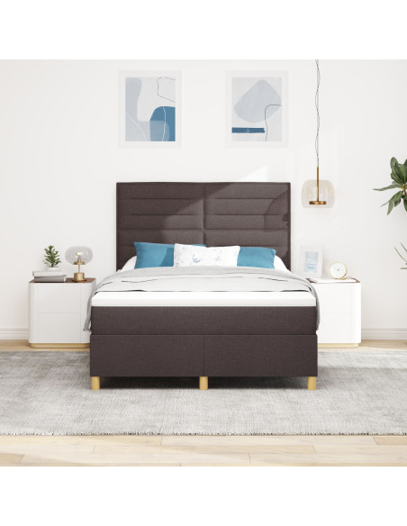 Letto a Box Spring Marrone Scuro Tessuto 160 x 200 cm Durevole