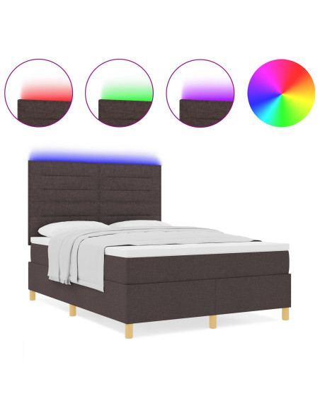 Letto a Box Spring Marrone Scuro Tessuto 160 x 200 cm Durevole