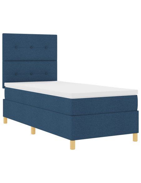 Letto a Sorgente LED con materasso Blu 90 x 200 cm Tessuto