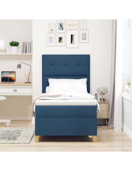 Struttura Letto  con Materasso Blu Tessuto 90 x 200 cm Letto Blu