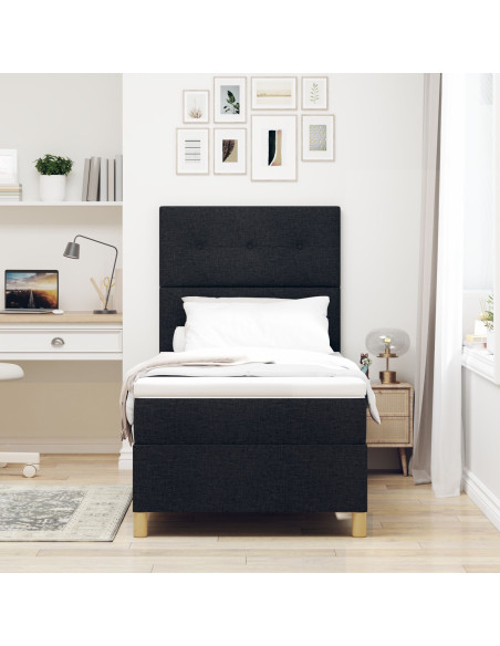 Struttura Letto  con Materasso Nera Tessuto 100 x 200 cm
