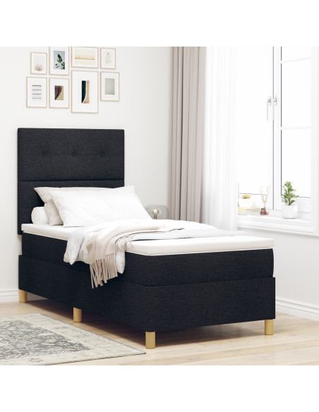 Struttura Letto  con Materasso Nera Tessuto 100 x 200 cm