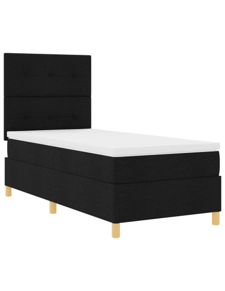 Struttura Letto  con Materasso Nera Tessuto 100 x 200 cm