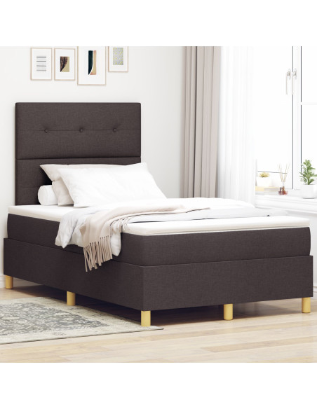 Struttura Letto con Materasso Marrone scuro Tessuto 120 x 200 cm