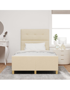 Struttura del letto con testiera Crema 120 x 200 cm Tessuto