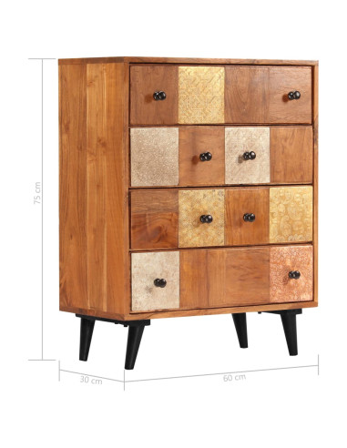 Cassettiera 60x30x75 cm in Legno Massello d'Acacia