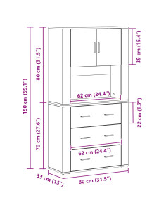 Credenza Rovere artigianale 80 x 33 x 150 cm Legno multistrato 2