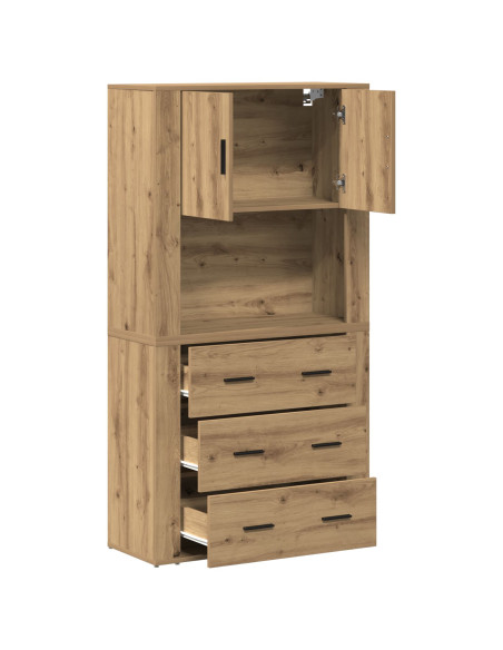Mobile Alto Set di 2 Quercia Artigianale Legno Ingegnerizzato