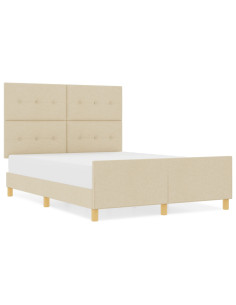 Struttura del letto con testiera Crema 140 x 200 cm Tessuto