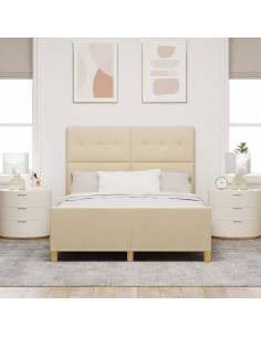 Struttura del letto con testiera Crema 140 x 200 cm Tessuto 2