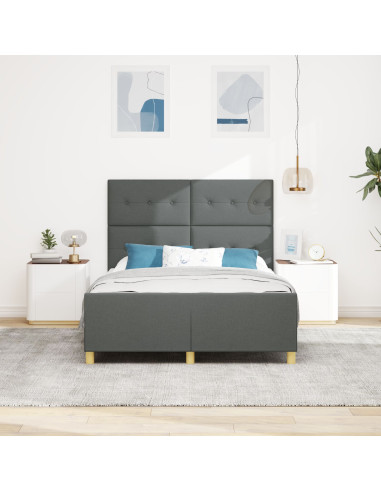 Struttura del letto Grigio scuro 160 x 200 cm Tessuto