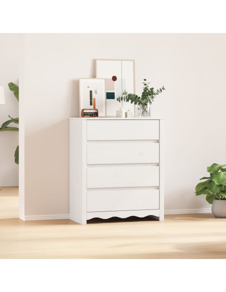 Cassettiera  ""DRAMMEN"" Bianca 76,5x40x91 cm Legno Massello Pino