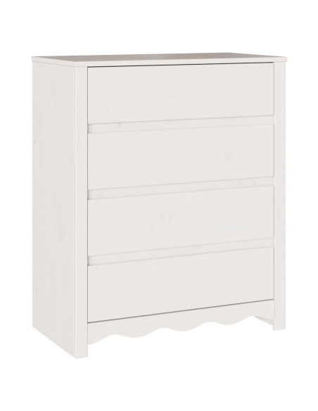 Cassettiera  ""DRAMMEN"" Bianca 76,5x40x91 cm Legno Massello Pino