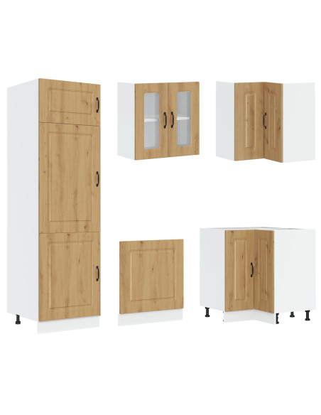 Armadio da Cucina  ""Kalmar"" con Doppio Lavabo Rovere Artigianale Legno Ingegnerizzato