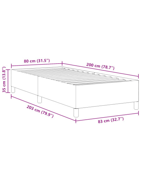 Struttura Letto  Grigio Chiaro 80x200 cm Tessuto A Velluto