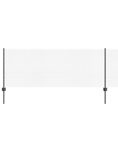 Recinzione in Rete Saldato  con 5 Pali U Grigio 0,8x10 m Acciaio