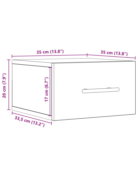 Armadio da Notte 2 pcs Rovere artigianale 35 x 35 x 20 cm