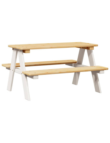 Tavolo per Bambini con Panche IRUN 90x79,5x50 cm Legno Massello