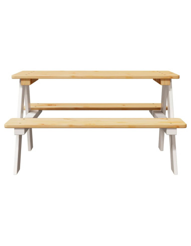 Tavolo per Bambini con Panche IRUN 90x79,5x50 cm Legno Massello