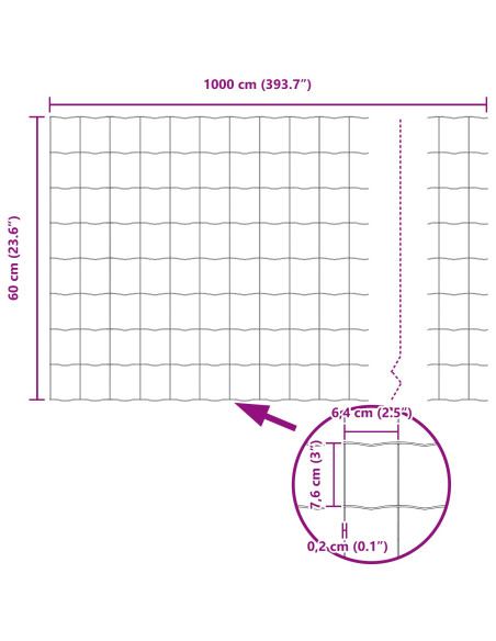 Recinzione con Posto Verde 0,6 x 10 m Acciaio e PVC