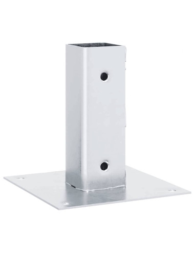 Basi per Pali Quadrate 4 pz Argento 46x46 mm in Acciaio Zincato