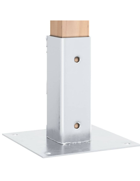 Basi per Pali Quadrate 4 pz Argento 46x46 mm in Acciaio Zincato
