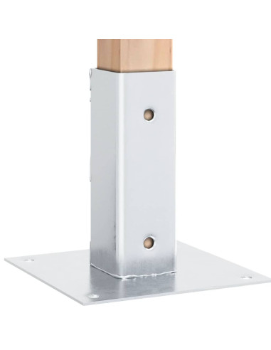 Basi per Pali Quadrate 4 pz Argento 46x46 mm in Acciaio Zincato