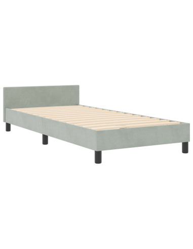 Letto a molle con testiera Grigio chiaro 90 x 190 cm Velluto