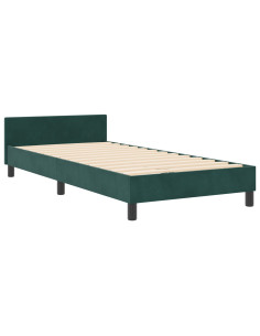 Letto a molle con testiera Verde Scuro 80 x 200 cm Velluto