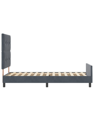 Letto a molle con testiera Grigio scuro 80 x 200 cm Velluto
