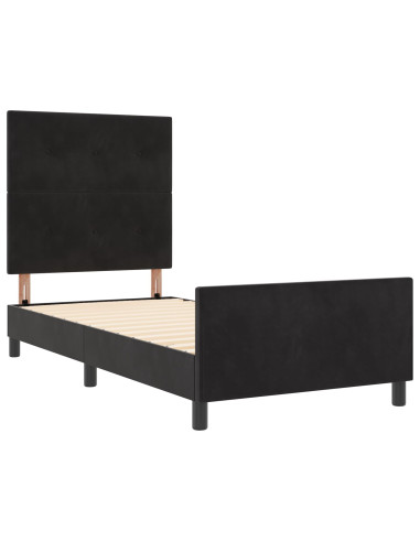 Letto a molle con testiera Nero 90 x 190 cm Velluto