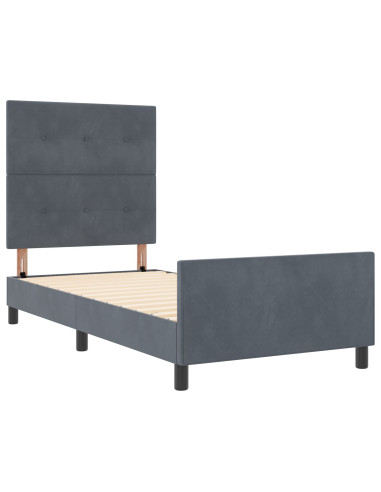 Letto a molle con testiera Grigio scuro 90 x 190 cm Velluto
