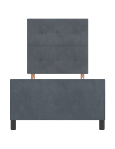 Letto a molle con testiera Grigio scuro 90 x 190 cm Velluto
