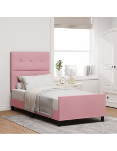 Letto a molle con testiera Rosa 80 x 200 cm Velluto 2