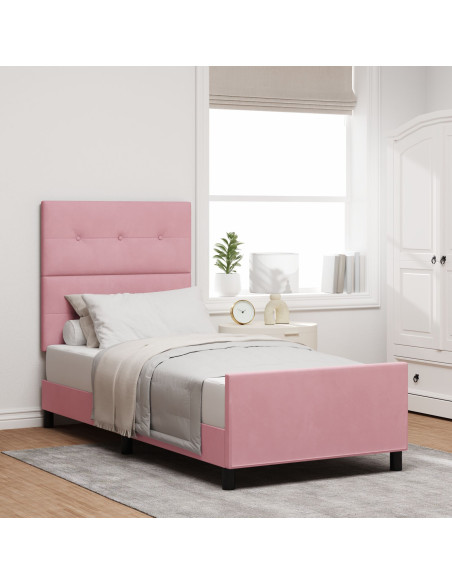 Struttura del letto in velluto rosa  80x200 cm