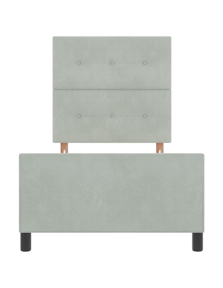 Letto a molle con testiera Grigio chiaro 90 x 190 cm Velluto