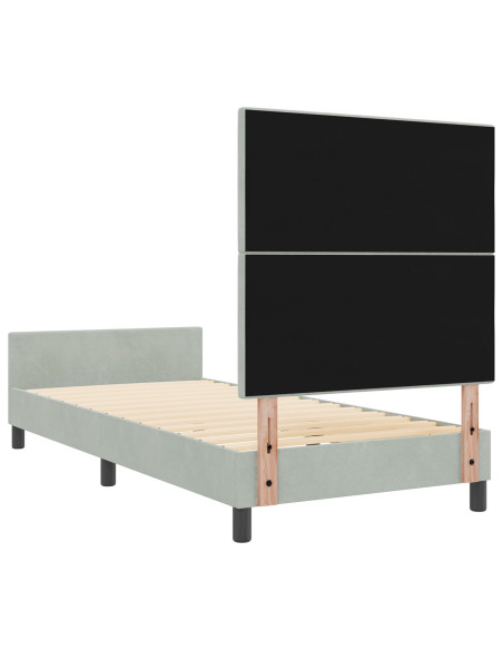 Letto a molle con testiera Grigio chiaro 90 x 190 cm Velluto