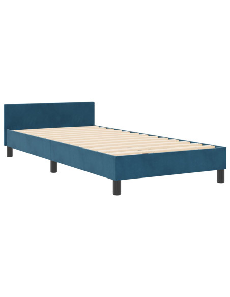 Letto a molle con testiera Blu Scuro 80 x 200 cm Velluto